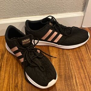 Adidas Cloudfoam Black Lace Sneakers/Rose Gold Stripes